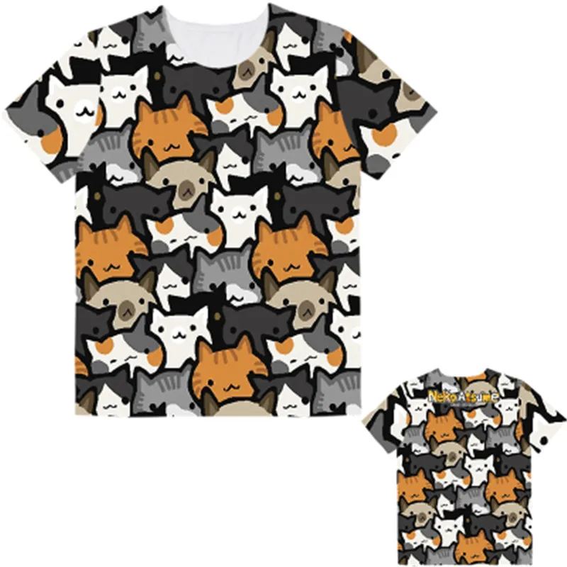 Harajuku Neko Atsume Футболка женская футболка с рисунком кота женские футболки летний топ уличная женская одежда - Цвет: 006