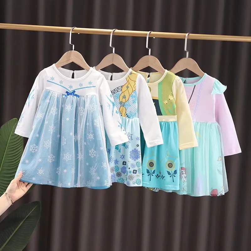 

Girls Dress fall Baby Children Kids Girls Clothes Anna Elsa Princess long Sleeve Dresses Vestidos Infantil