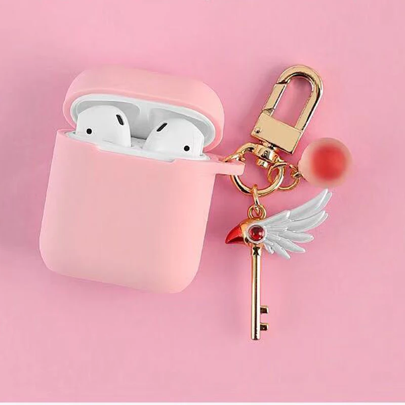 For AirPods 1/2 Case For Air pods Pro luxury Keychain Cartoon Accessories Silicone Case Wireless Earphone Cover case fundas - Цвет: B1 For airpods 1 2