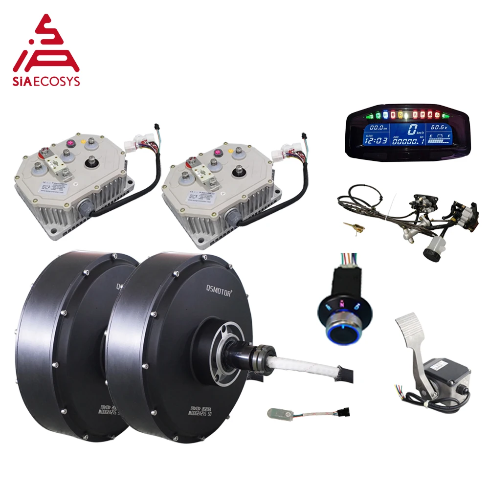 US $1.792.00 QSMOTOR 12inch 5000W 72V 90kph Dual Hub Motor Electric Car Conversion Kit For Electric ATV Car