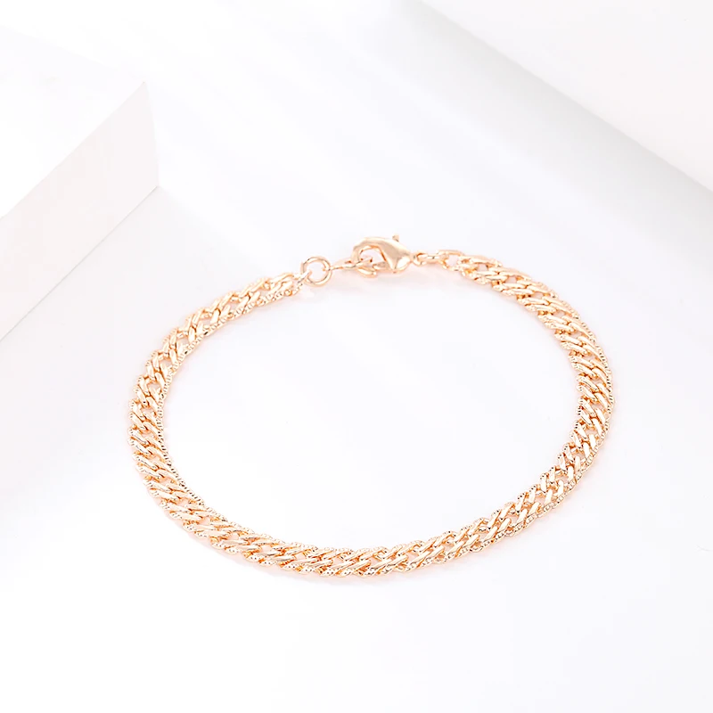 FJ 5 мм для женщин и мужчин 585 золотого цвета Браслеты огранки чеканное ожерелье в виде цепи, ювелирные изделия