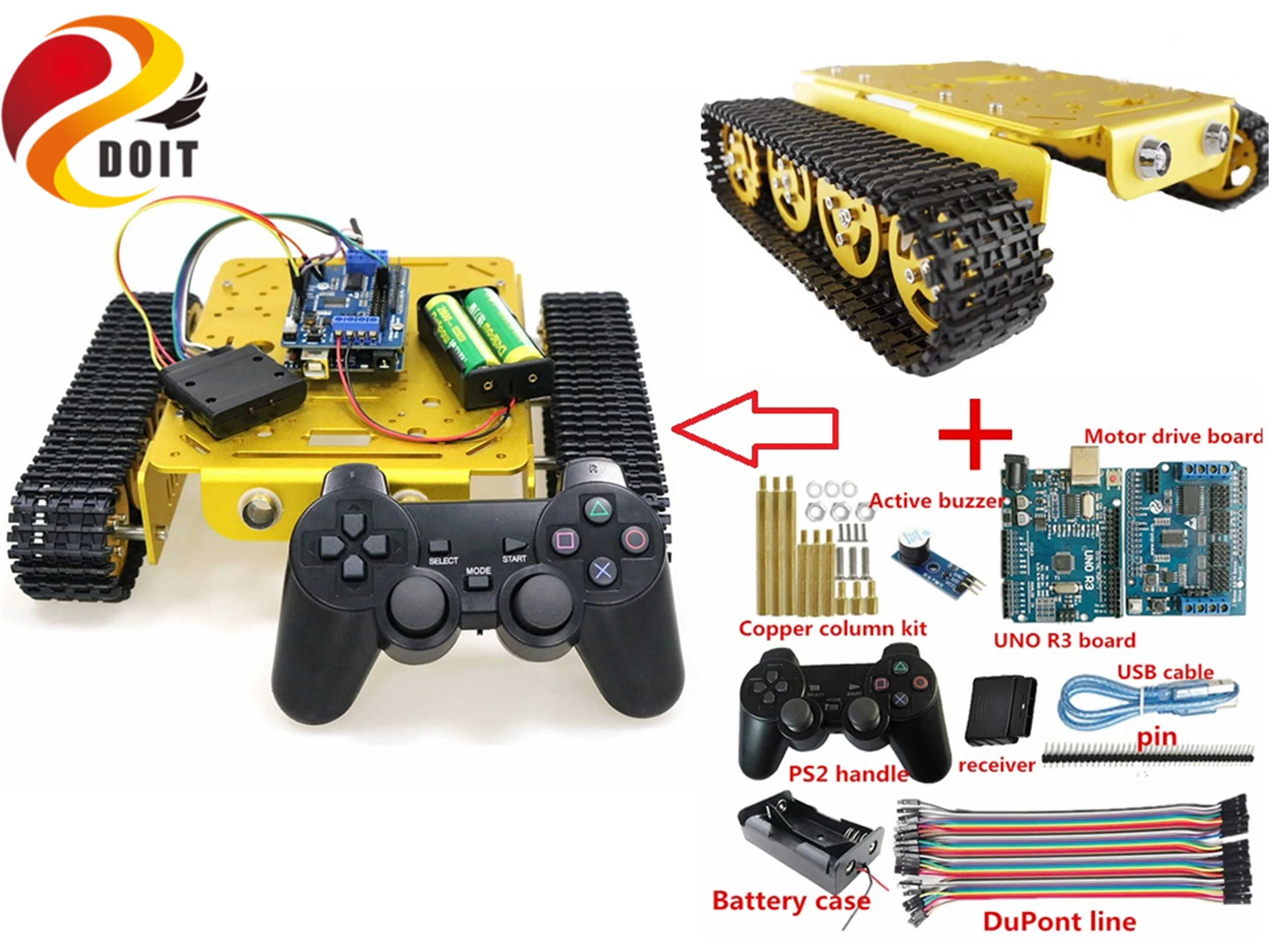 Szdoit Ps2 ゲームパッドハンドル制御金属スマート戦車のシャーシ追跡クローラ車 Rc ロボットプラットフォーム 12 V モーター Diy Arduino のおもちゃ Rc Tanks Aliexpress Szdoit Ps2 ゲームパッドハンドル制御金属スマート戦車のシャーシ追跡クローラ車 Rc ロボットプラットフォーム 12 V モーター Diy Arduino のおもちゃ Rc Tanks Aliexpress