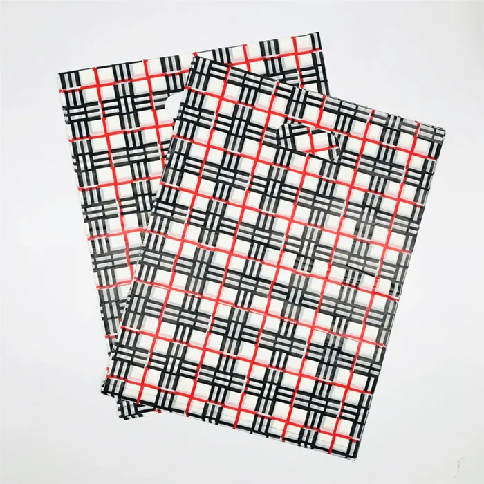 black red stripe 10 шт. Большой 30x40 25x35 см сумка для хранения одежды пластиковая сумка для покупок с ручками ювелирные изделия пластиковый мешочек упаковка свадебные украшения - Цвет: black red stripe