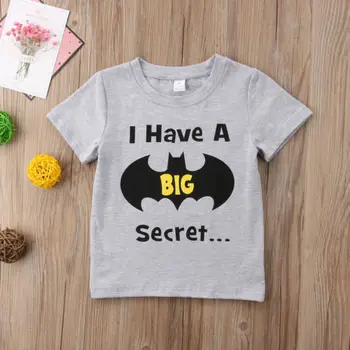 

I have a big secret Printed Short sleeve Superhero T-Shirt For Toddler Kids Baby Boys