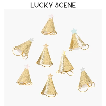 

Twinkle Little Star Glitter Birthday Party Hats Fabric Kids Pets Adults Party Accessories Multicolor S00188