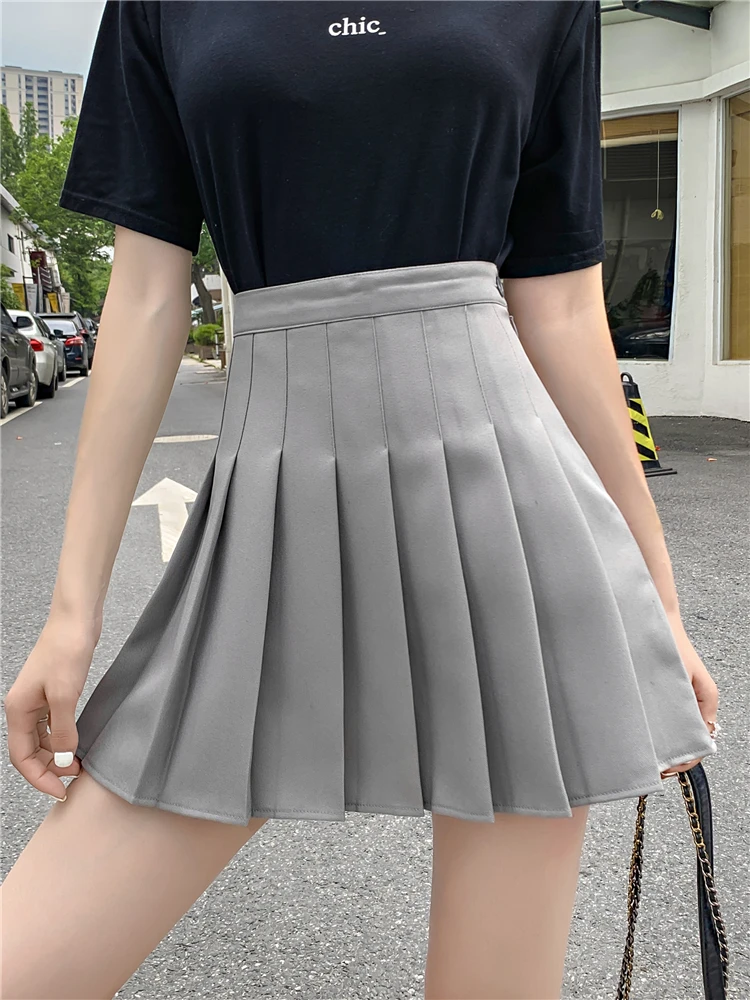 Новая женская юбка в консервативном стиле с высокой талией, шикарные юбки с вышивкой, летняя Студенческая плиссированная юбка, Женская Милая юбка для танцев для девочек