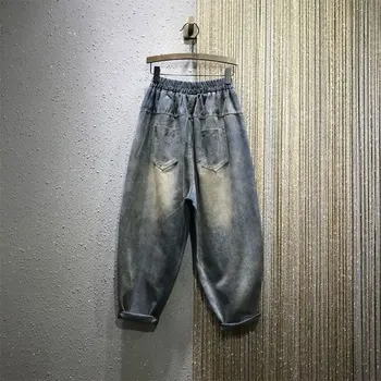 Damskie - Styl Vintage - Hafty- Luźne Jeansy 4