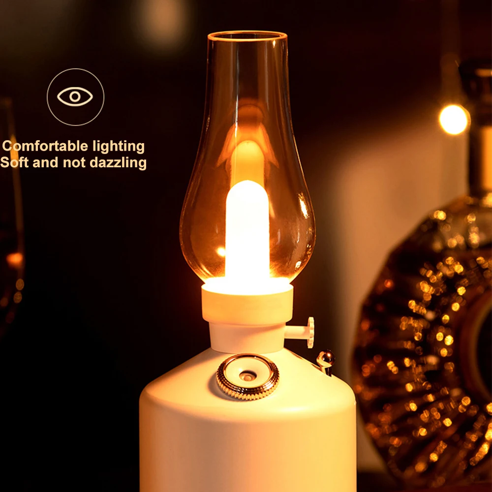 umidificador de ar retro querosene lampada umidificador led atmosfera sentido lampada cabeceira carregamento fio difusor nevoa agua 02