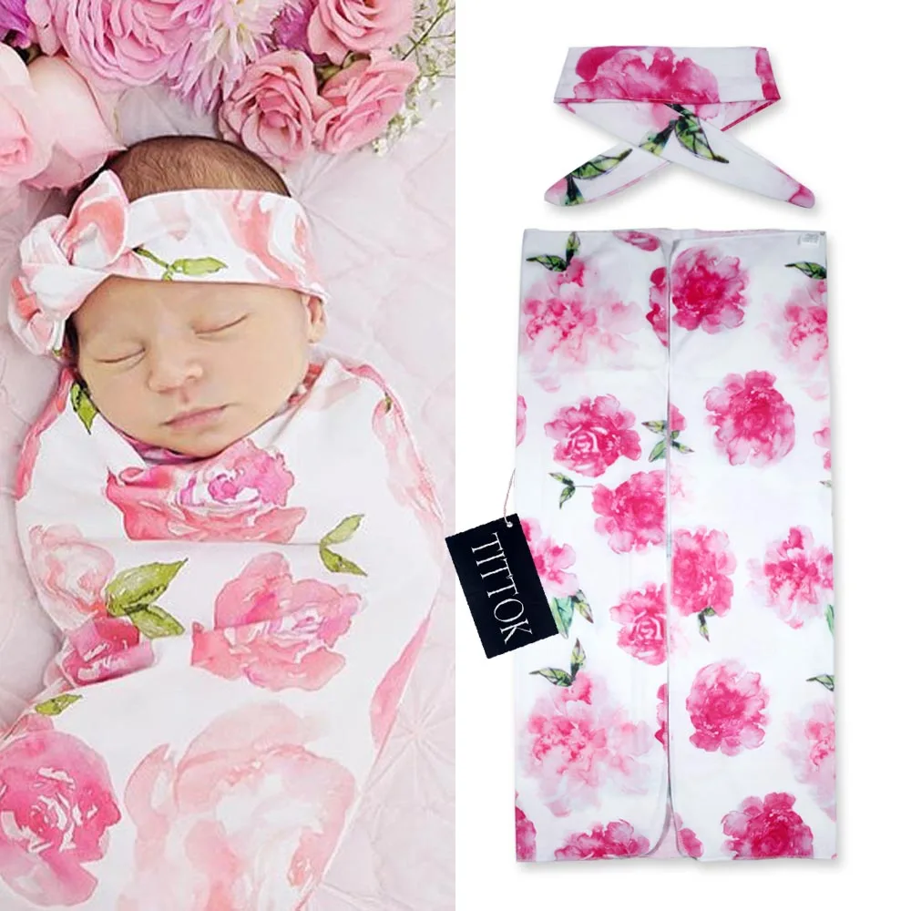 2017 модные детские одеяла в китайском стиле с цветочным принтом для новорожденных, вязаные пеленальные постельные принадлежности для сна