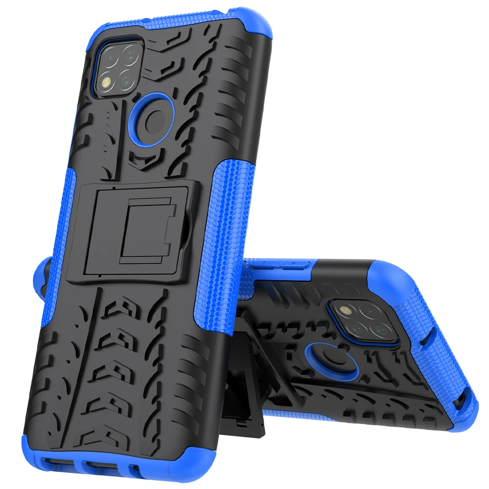 Für Xiaomi Redmi 9C Fall Abdeckung Rüstung Ständer Halter Robuste Silikon Stoßfest Stoßstange Fall für Xiaomi Redmi 9C für Redmi 9_voghion.com