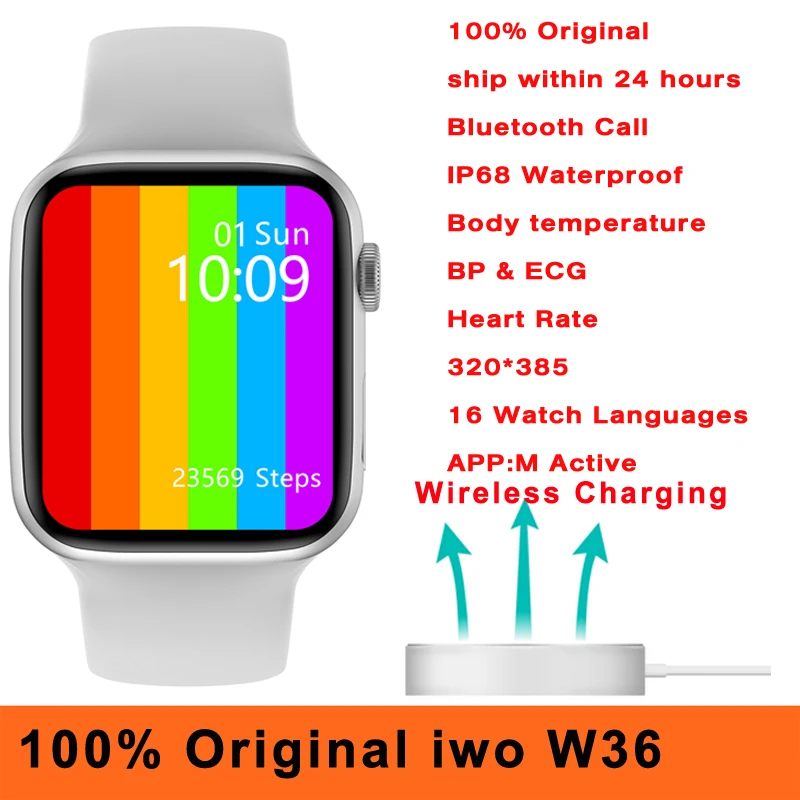 Смарт-часы iwo W36 водостойкие IP68 с функцией Bluetooth | Электроника