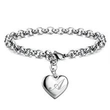 Панк Дизайн A-Z Письмо Сердце браслет и браслет для женщин модные ювелирные изделия pulseras mujer moda SL367