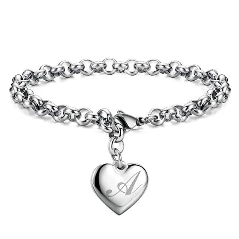 

Punk Design A-Z Letter Heart Charm Bracelet &Bangle For Women Fashion Jewelry pulseras mujer moda 2019 SL367