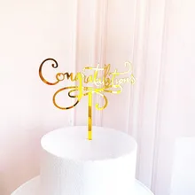 Adorno de purpurina para Tartas, adornos de pastel de fiesta, celebración de graduaciones, Oro Acrílico