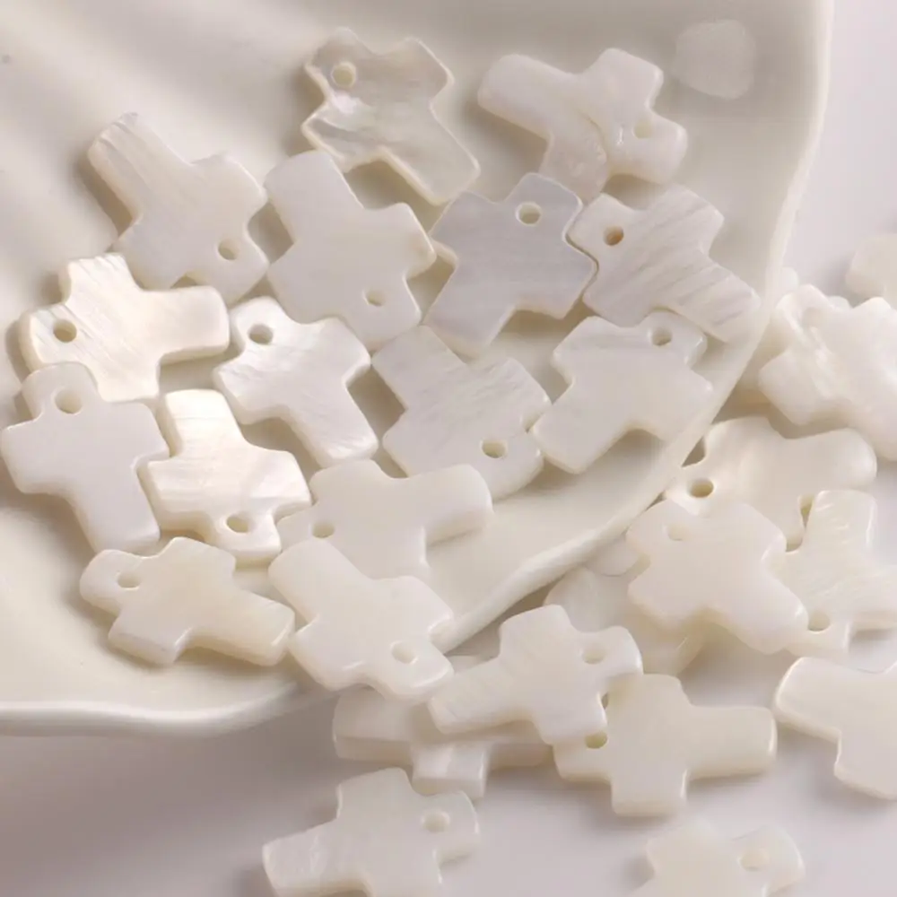 

12x10x2 mm Natural Mother of Pearl White Cross Shapes Shell Beads Charms Bracelet Pendant For DIY Jewelry Making Accessories