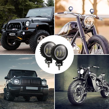 

4-Inch Motorcycle Spotlights Led SUV IP67 Work Light External Square Angel Eyes Spotlights Color Temperature 6000K