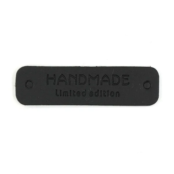50Pcs Hand Made Limited Edition Label PU Leather handmade Tags For Clothing Gold/Sliver/Brown/Black/White Sewing Labels DIY Gift - Цвет: Black