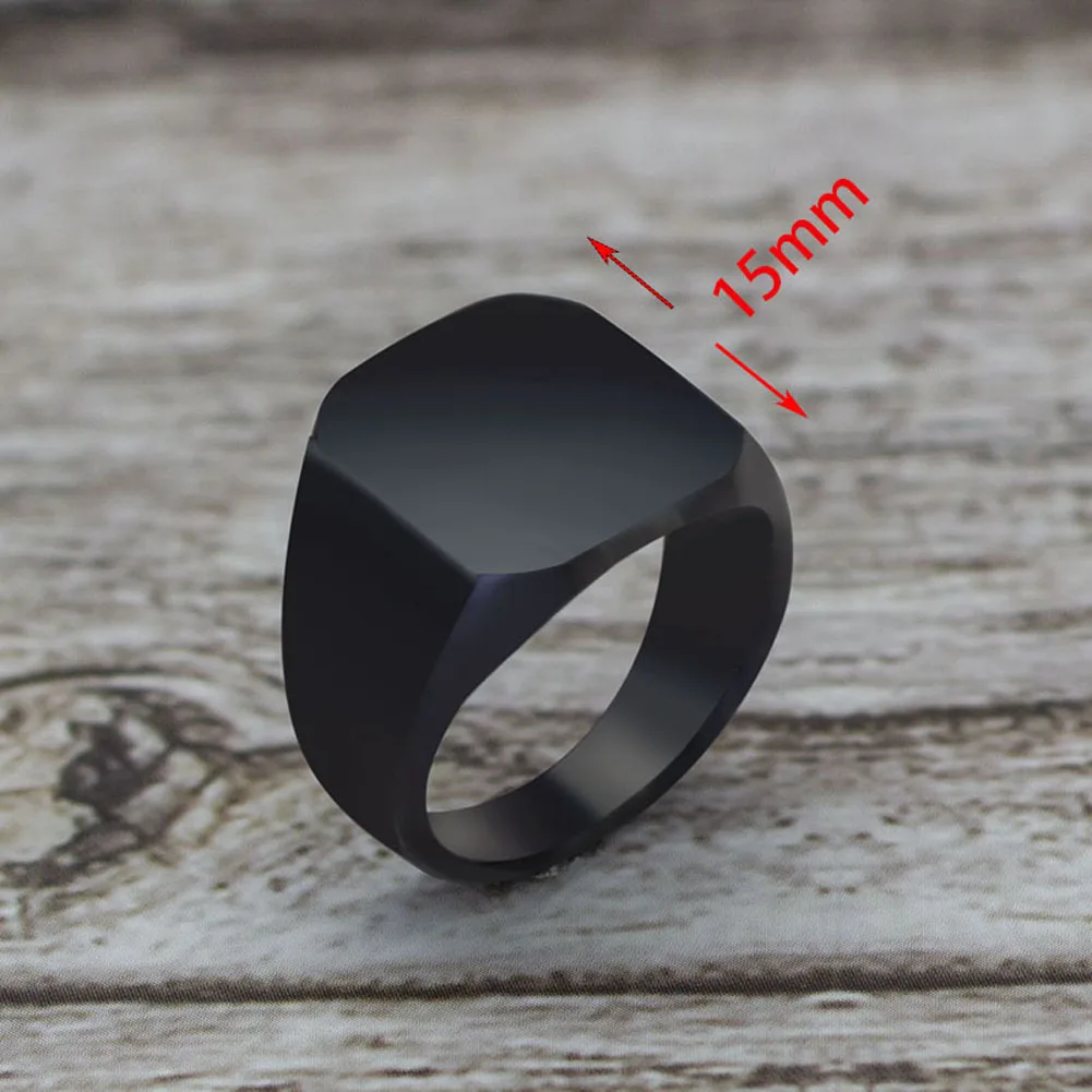 

2019 Fashion Simple Style Black Gold Square Ring Classic Ring Wedding Engagement Party Jewelry Classic For Men Women Gift