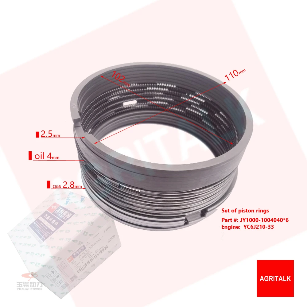 

Комплект поршневых колец для двигателя Yuchai YC6J210-33, артикул: JY1000-1004040