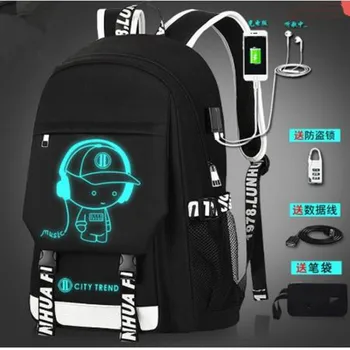 

Luminous Backpack For Teenagers Student USB Charging SchoolBag Oxford Cloth Backpack Boys Girls Schoolbag Bookbag Men's Backpack