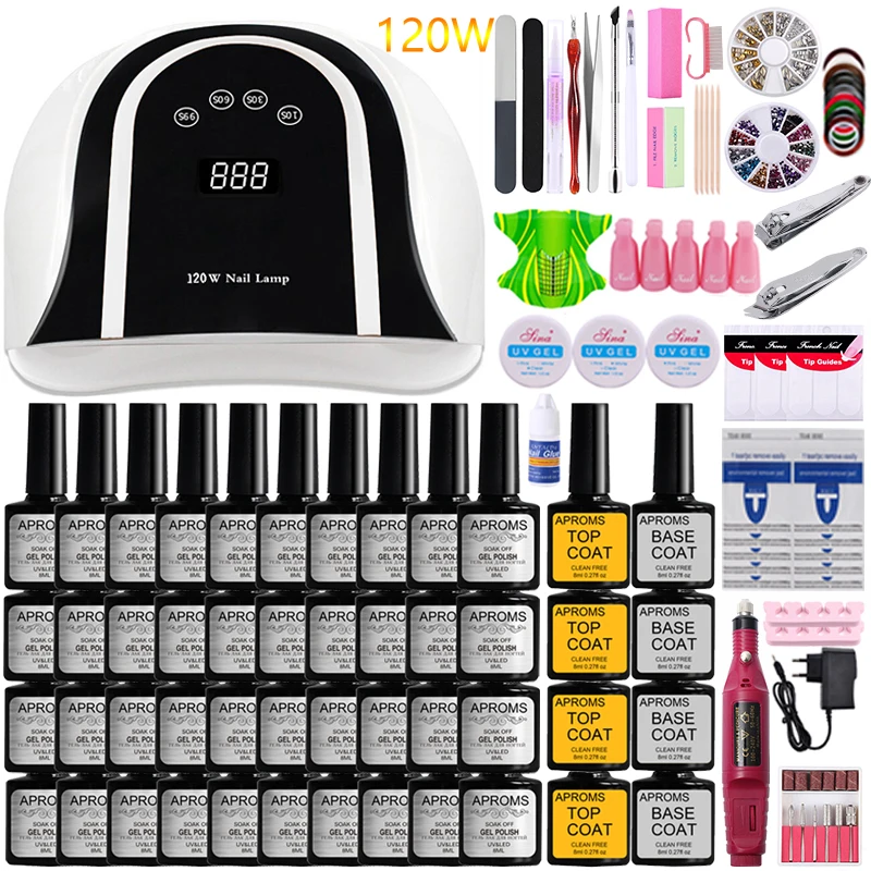 

Manicure Set Nail Kit 40/30/20/10 Nail Gel Polish Nail Set Electric Nail Drill Machine PRO UV LED Nail Lamp Dryer Nail Salon Kit