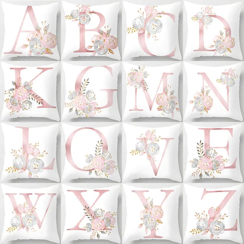 

Pink Letter Cushion Cover 45x45 Polyester Pillowcover sofa Cushions Decorative Throw Pillows Home Decor Pillowcase