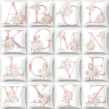 

Pink Letter Cushion Cover 45x45 Polyester Pillowcover sofa Cushions Decorative Throw Pillows Home Decor Pillowcase