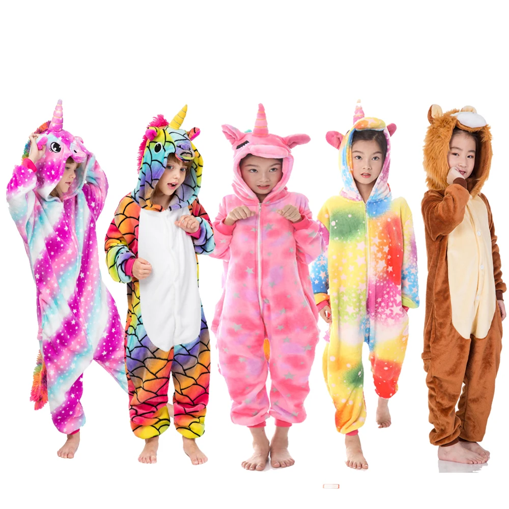 Pijama Unicornio Infantil/зимняя Пижама; детская Рождественская Пижама с единорогом для девочек; фланелевые зимние теплые пижамы; детская одежда для сна