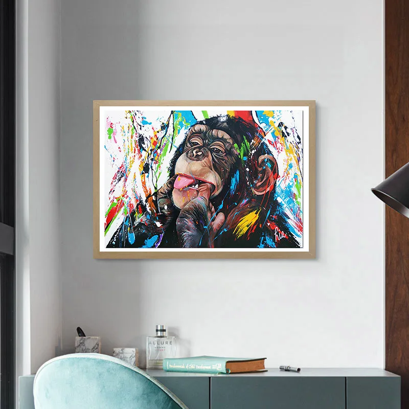 AAVV-Wall-Art-Canvas-Painting-Chimp-Animal-Picture-Prints-Home-Decor-No-Frame-2
