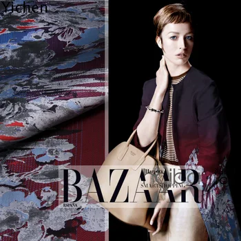 

High Quality Jacquard Fabric black red gradient Windbreaker Clothing Latest Fashion Lining Cloth coat dress fabric