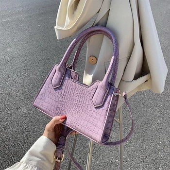 

NEW Design Fashion Crocodile Pattern Handbag Elegant Stone Pattern Square Bag Shoulder Bag Width 23cm Height 14cm Thickness 6cm