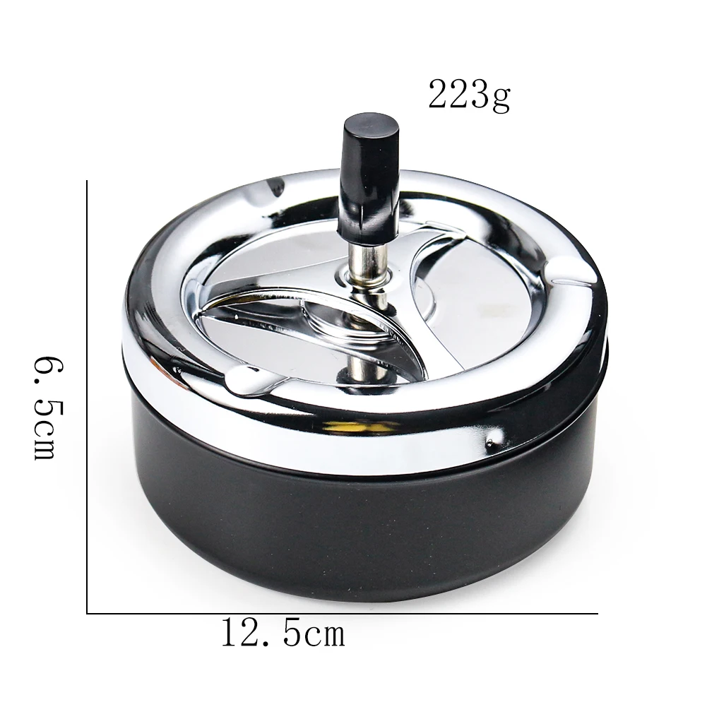 Metal Round Cigarette Ashtray Push Down Rotating Smoking Tray with Lid Automatic Cleaning Portable Outdoor Smoking Accessories portable ashtray metal ashtray