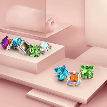 

Square Shape Crystal k9 Glass Sew on Rhinestones Applique With Silver Claw Stones for Craft Clothing Decoration Jewelry Diamond