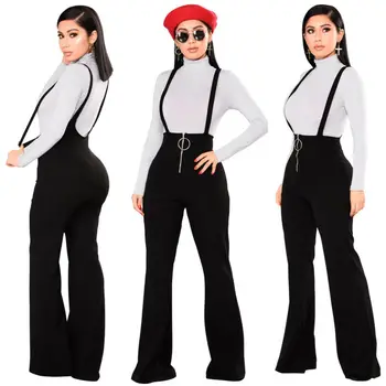 

Sexy women club party evening casual high waist long wide legs jumpsuit overalls