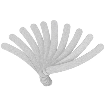 

10 x Grey Nail Files Sanding 100/180 Curve Banana for Nail Art Tips Manicure
