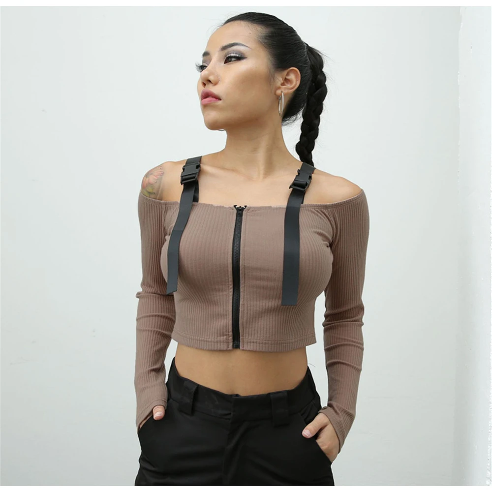 

Women Sexy T-shirt Crop Top T Shirt Women Long Sleeve Shirt Tops Tees 2019 Korean Fashion Style Shirt Feminina Black Short Top