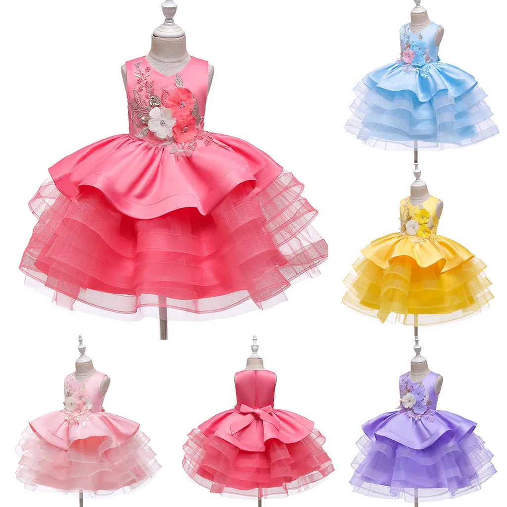 Детские вечерние платья из тюля в стиле пэчворк с цветами для маленьких девочек; платья принцессы; платье для девочек; Ropa infantil Robe