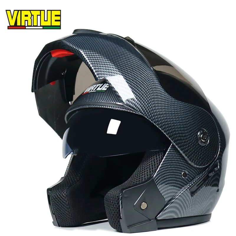 Men flip up motorcycle helmet dual shield with inner sunny lens modular moto racing helmets DOT