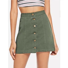 ##Special Price Women Denim Short Skirts Solid Jeans Skirt Army Green Single Button High Waist Mini Skirt Fashion Female A Line Jean Skirt D30 ##Special Price Women Denim Short Skirts Solid Jeans Skirt Army Green Single Button High Waist Mini Skirt Fashion Female A Line Jean Skirt D30
