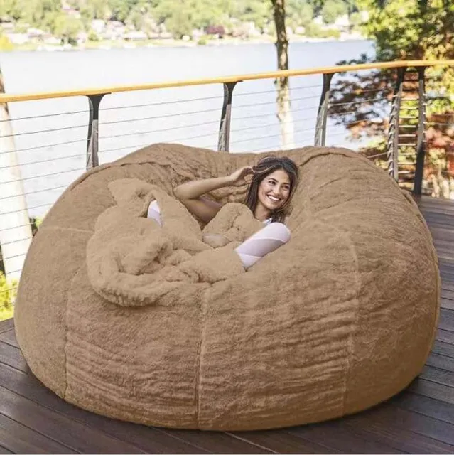 item leef ermee mate 135 150Cm Giant Bont Bean Bag Cover Grote Ronde Zachte Pluizige Faux Fur  Zitzak Luie Sofa|Bank beschermhoes| - AliExpress