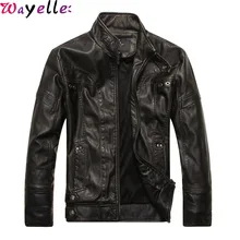 Зимние мужские куртки и пальто из искусственной кожи потертые мужские Куртки из искусственной кожи толстые флисовые мотоциклетные Мужская мотоциклетная куртка размера плюс L-5XL