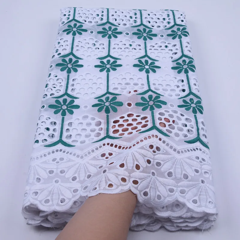 Light green Африканская кружевная ткань швейцарская вуаль кружева в швейцарском стиле с отверстиями Tissu Dentelle нигерийская швейцарская хлопковая кружевная ткань для платья F1774 - Цвет: Light green