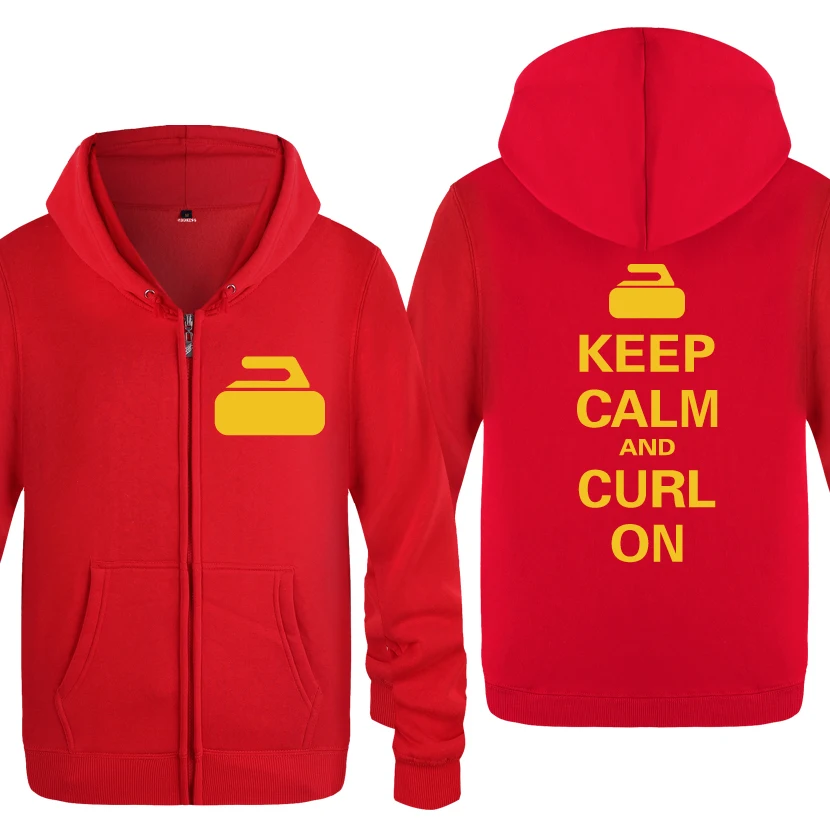 HOY HUAT Keep Calm and Curl On Curling креативные толстовки мужские мужские флисовые кардиганы на молнии толстовки с капюшоном - Цвет: HOY HUAT