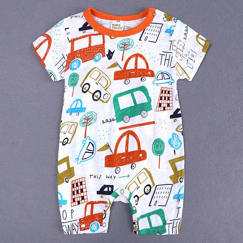 

Newborn Baby Jumpsuit 0-18M New Summer Short Sleeved Roupa Baby Boutique Clothes Infant Baby Animal Rompers Climbing Pajamas