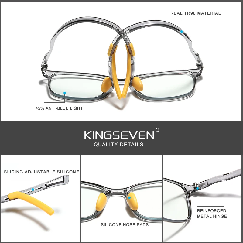 KINGSEVEN Children's Anti Blue Ray Light Blocking Glasses UV400 Optics Glasses Frame For Computer Radiation Protection Lens