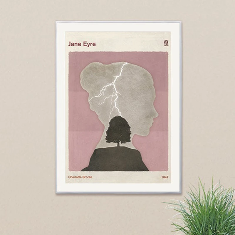 Charlotte Brontë "Jane Eyre" минималистичный литературный плакат, Классическая обложка для книги, холст, живопись, принты, подарки для библиотекаря, Настенный декор