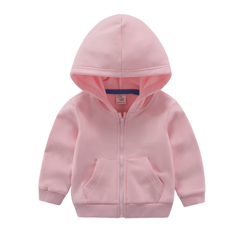 DE PEACH/зимняя Вельветовая куртка с капюшоном на молнии для маленьких мальчиков и девочек детское однотонное теплое пальто детские толстовки с капюшоном для подростков, верхняя одежда - Цвет: Розовый