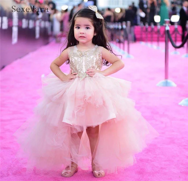 Модные платья для девочек на свадьбу, украшенные бисером; многоярусные платья с аппликацией для малышей; детское платье для дня рождения