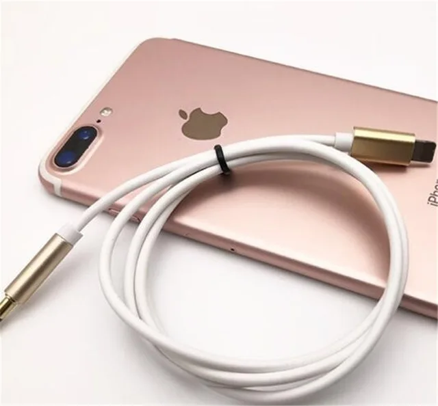 Освещение до 3,5 мм разъем аудио удлинитель Aux Шнур для IPhone XS Max XR X 8 7 Автомобильный Динамик Разъем для наушников не Bluetooth - Цвет: Gold