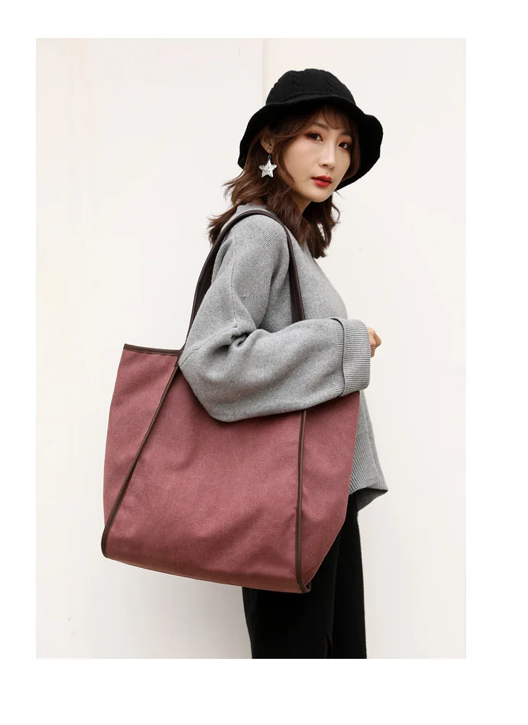 Женская Повседневная Сумка-тоут с большим карманом, сумка для покупок, сумка через плечо, сумки-мессенджеры, холщовые кожаные вместительные сумки для женщин